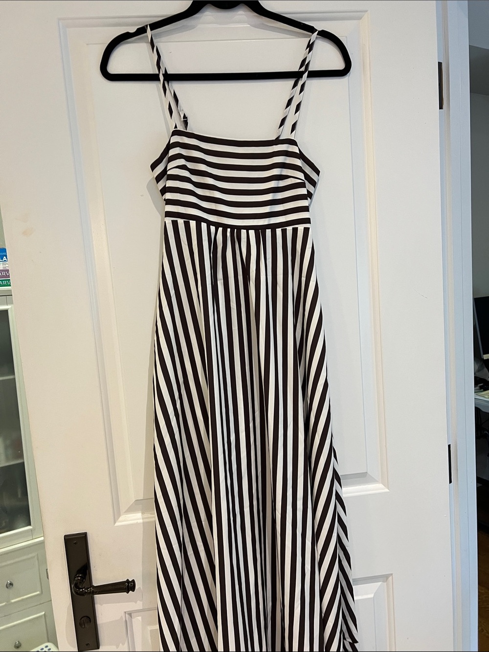 Commense Black and White Striped Maxi Sundress